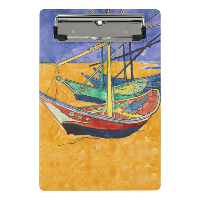 Van Gogh Boats Impressionism Beach Mini Clipboard (Front)