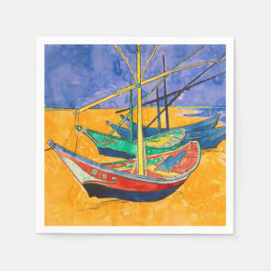 Van Gogh Boats Impressionism Beach Napkin