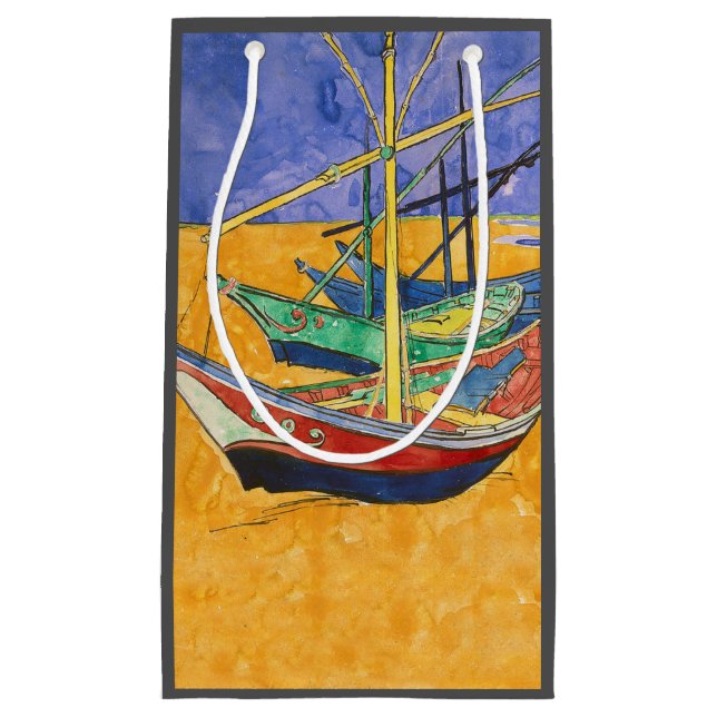 Van Gogh Boats Impressionism Beach Small Gift Bag (Front)