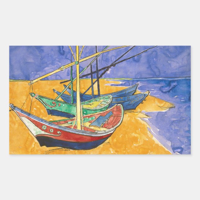 Van Gogh Boats Impressionism Beach Sticker (Front)