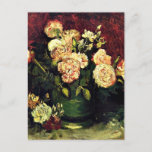 Van Gogh - Bowl with Peonies and Roses Postcard<br><div class="desc">Bowl with Peonies and Roses,  fine art floral painting by Vincent van Gogh</div>