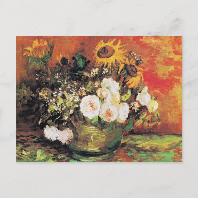 Van Gogh - Bowl with Sunflowers, Roses, and Others Postcard (Front)