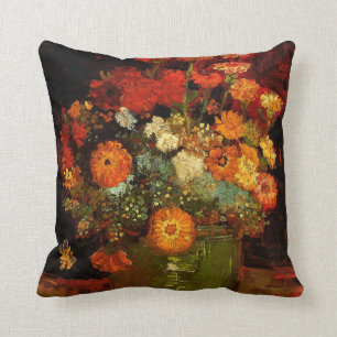 Van Gogh - Bowl with Zinnias Throw Pillow