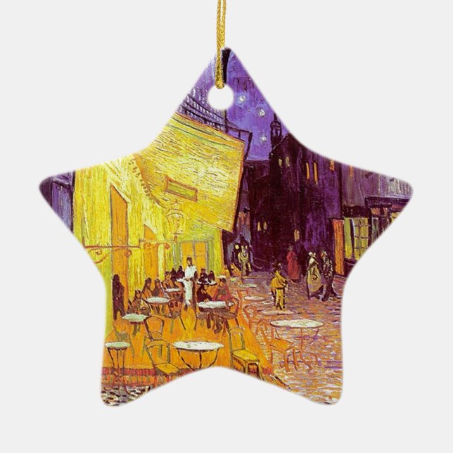 Van Gogh Cafe Impressionist Painting Ceramic Ornament (Front)