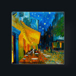 Van Gogh Café Terrace at Night 2 Inch Square Button<br><div class="desc">Button featuring Vincent van Gogh’s oil painting Café Terrace at Night (1888). Yellow stars paint the blue night sky above an outdoor café in France. A marvellous gift for fans of Post-Impressionism and Dutch art.</div>