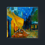 Van Gogh Café Terrace at Night 2 Inch Square Button<br><div class="desc">Button featuring Vincent van Gogh’s oil painting Café Terrace at Night (1888). Yellow stars paint the blue night sky above an outdoor café in France. A marvellous gift for fans of Post-Impressionism and Dutch art.</div>