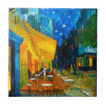 Van Gogh Café Terrace at Night Tile<br><div class="desc">Tile featuring Vincent van Gogh’s oil painting Café Terrace at Night (1888). Yellow stars paint the blue night sky above an outdoor café in France. A marvellous gift for fans of Post-Impressionism and Dutch art.</div>
