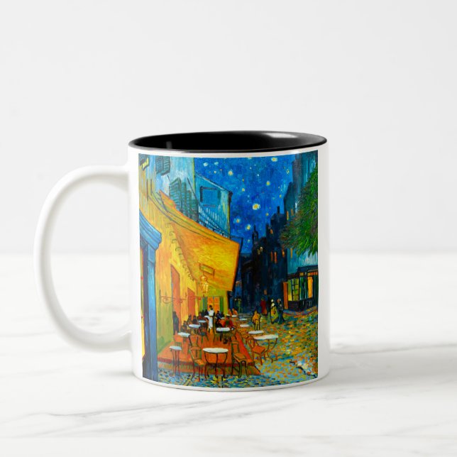 Van Gogh Café Terrace at Night Two-Tone Coffee Mug (Left)