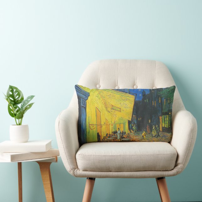 Van Gogh Cafe Terrace French Street Scene Lumbar Pillow (Chair)