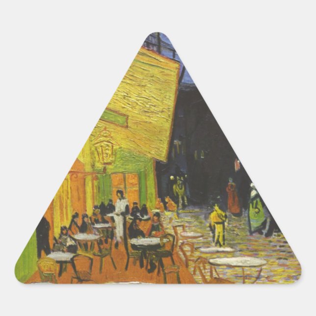 Van Gogh Cafe Terrace Post-Impressionist Triangle Sticker (Front)
