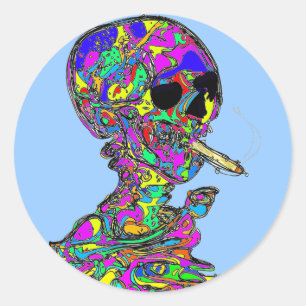 Van Gogh Calavera Smoking Cigarette Classic Round Sticker