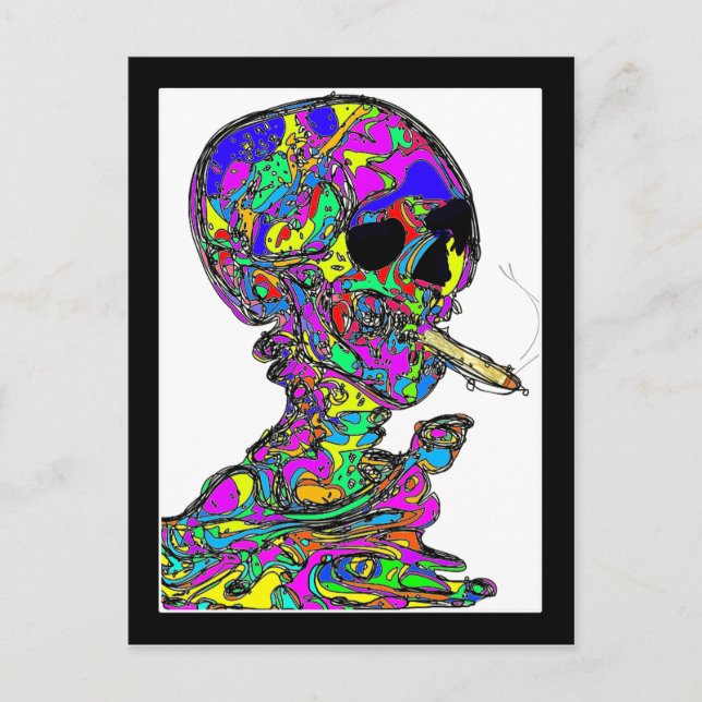Van Gogh Calavera Smoking Cigarette Postcard (Front)