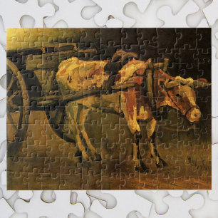 Van Gogh Cart with Red White Ox, Vintage Fine Art Jigsaw Puzzle
