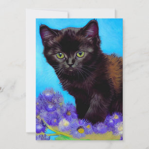 Van Gogh Cat and Flowers Announcement