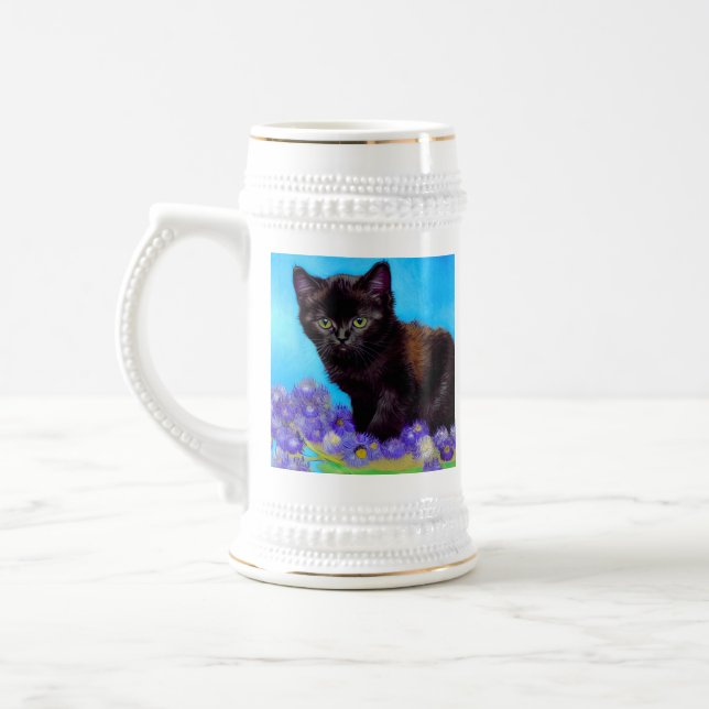 Van Gogh Cat and Flowers Beer Stein (Left)