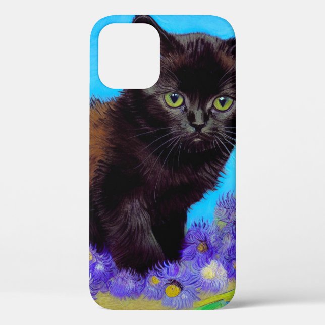 Van Gogh Cat and Flowers Case-Mate iPhone Case (Back)