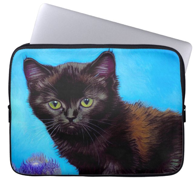 Van Gogh Cat and Flowers Laptop Sleeve (Front)
