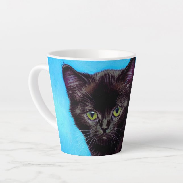 Van Gogh Cat and Flowers Latte Mug (Left Angle)