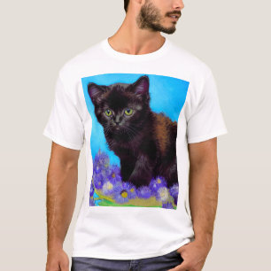 Van Gogh Cat and Flowers T-Shirt
