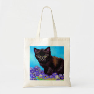 Van Gogh Cat and Flowers Tote Bag