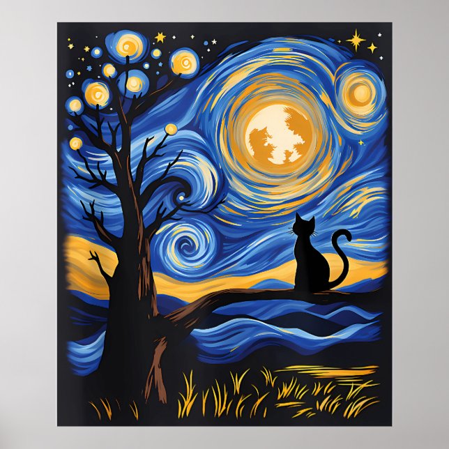 van Gogh Cat Art Poster (Front)