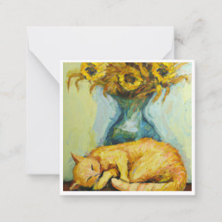 Van Gogh Cat with Sunflowers Card
