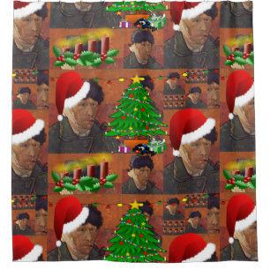 van gogh christmas bathroom shower curtain