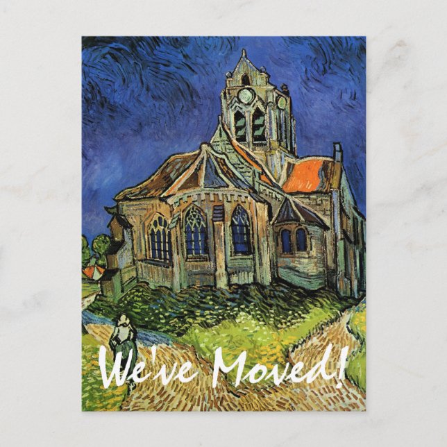 Van Gogh Church at Auvers, Change of Address Announcement Postcard (Front)