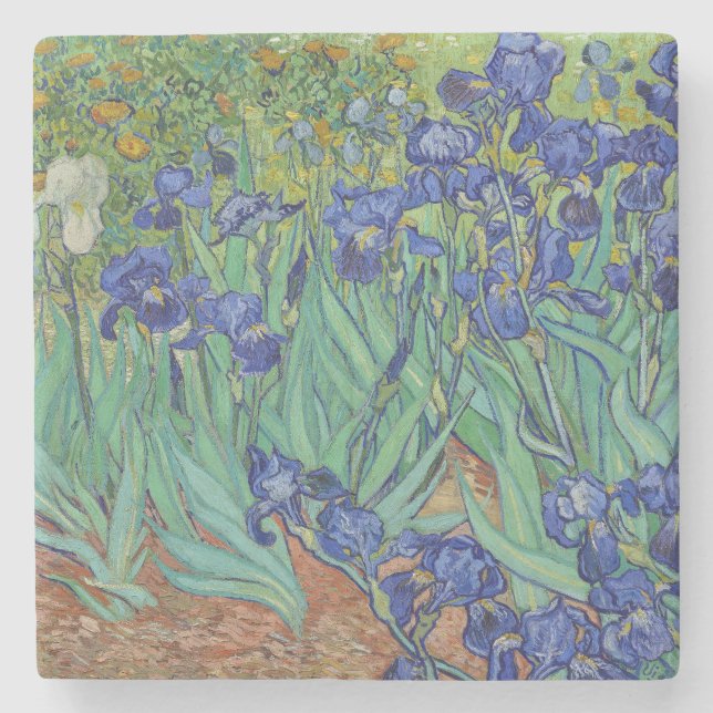 Van Gogh Classic Painting Irises Floral Botanical Stone Coaster (Front)