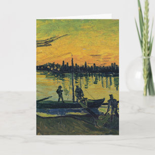 Van Gogh Coal Barges on the River Classic Painting Card