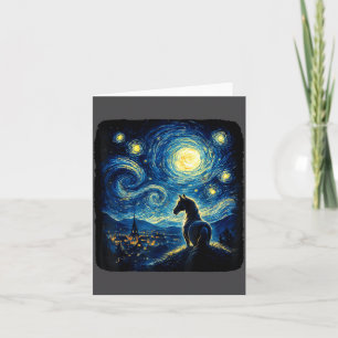Van Gogh Cowgirl Horse Starry Funny Night Horses L Card