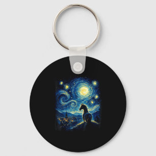 Van Gogh Cowgirl Horse Starry Funny Night Horses L Keychain