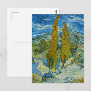 Van Gogh Cypresses - Swirling Blue Sky Art Postcard