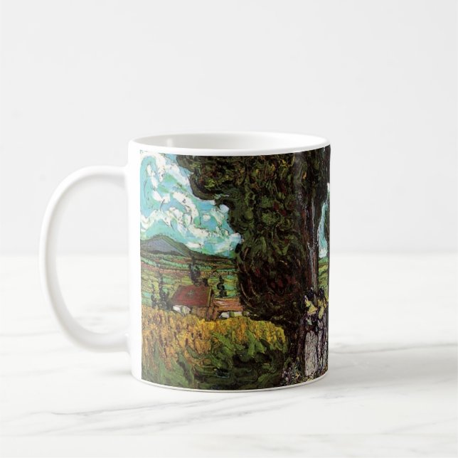 Van Gogh Cypresses with Two Female Figures Coffee Mug (Left)
