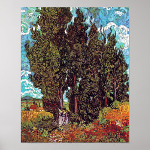 Van Gogh - Cypresses with Two Female Figures Poster