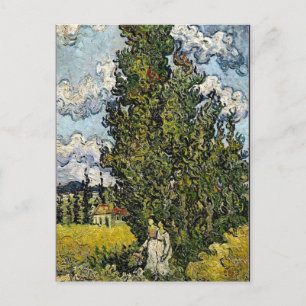 Van Gogh - Cypresses with Two Women Postcard