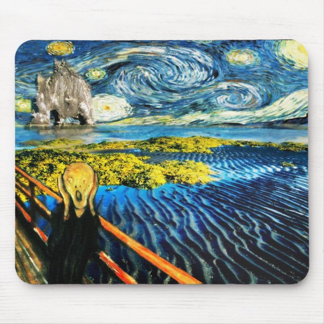 Van Gogh Edvard Meets Vincent Starry Night Mouse Pad (Front)