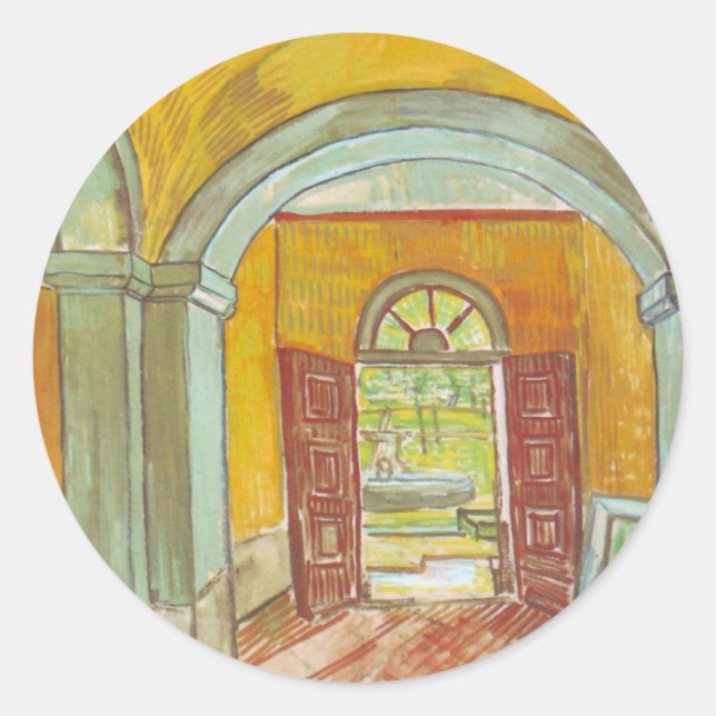 Van Gogh Entrance Hall of Saint Paul Hospital Classic Round Sticker (Front)