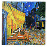 Van Gogh famous painting, Cafe Terrace, Tile<br><div class="desc">Cafe Terrace,  Place du Forum,  Arles. Popular painting by Vincent van Gogh.</div>