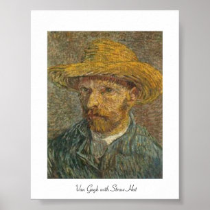 Van Gogh Famous Painting with Straw Hat, Poster