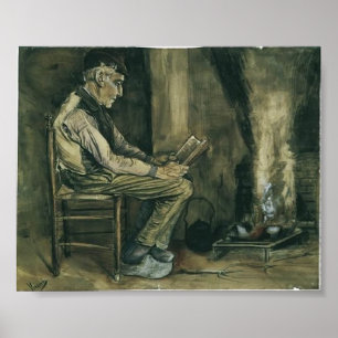 Van Gogh - Farmer sitting at the fireside, reading Poster