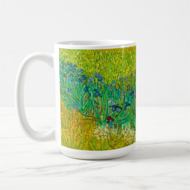 Van Gogh Field with Irises Near Arles Coffee Mug (Left)
