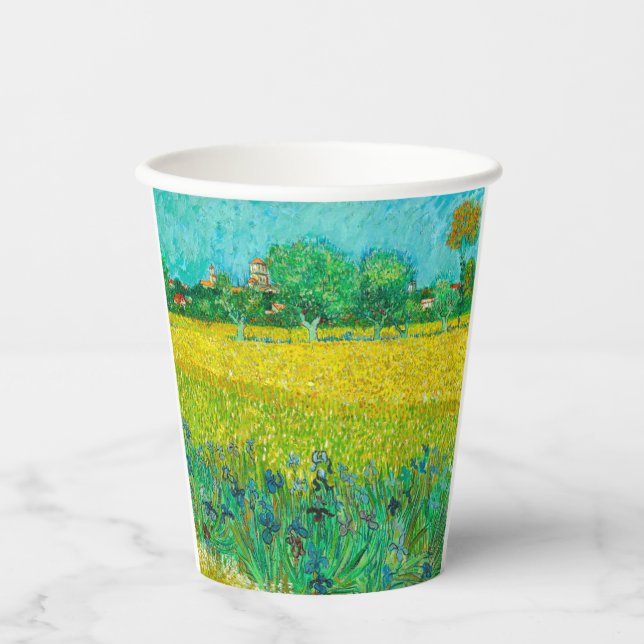Van Gogh Field with Irises Near Arles Paper Cups (Front)