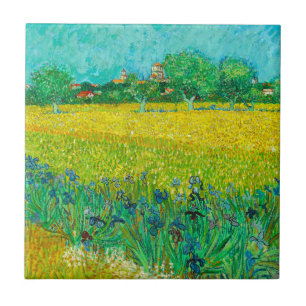 Van Gogh Field with Irises Near Arles Tile