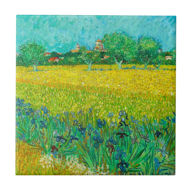 Van Gogh Field with Irises Near Arles Tile (Front)