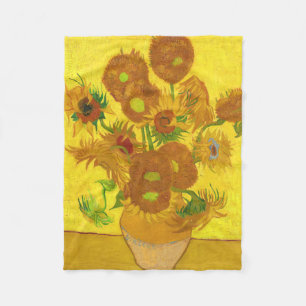 Van Gogh Fifteen Sunflowers In A Vase Fine Art Fleece Blanket