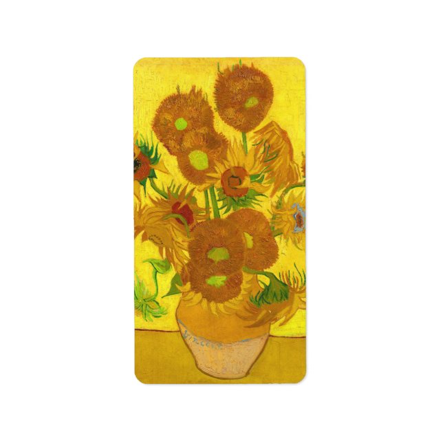 Van Gogh Fifteen Sunflowers In A Vase Fine Art Label (Front)