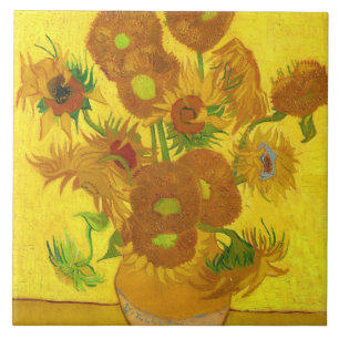 Van Gogh Fifteen Sunflowers In A Vase Fine Art Tile