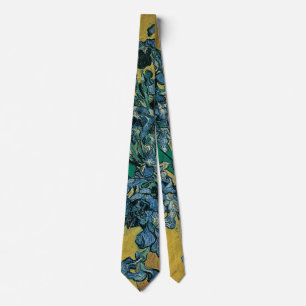Van Gogh Fine Art Still Life with Irises on Yellow Tie