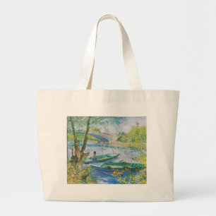 Van Gogh Fishermen and boats in the Pont de Clichy Large Tote Bag